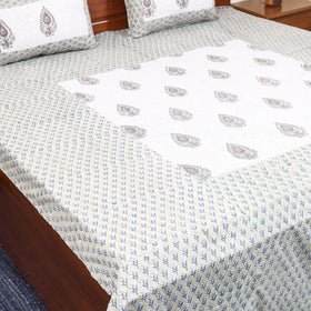 Patchwork hand double sanganeri bedsheet set (108 x 90 in)