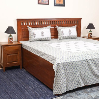 Patchwork hand double sanganeri bedsheet set (108 x 90 in)