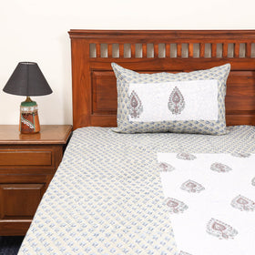 Patchwork hand double sanganeri bedsheet set (108 x 90 in)