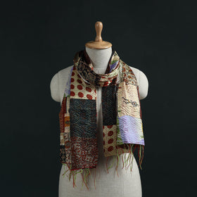 Patchwork reversible silk bengal hand kantha stitch stole
