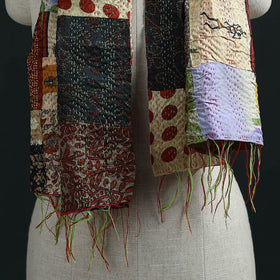 Patchwork reversible silk bengal hand kantha stitch stole
