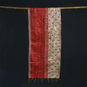 Patchwork reversible silk bengal hand kantha stitch stole