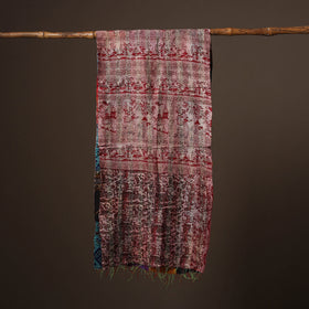 Patchwork reversible silk bengal hand kantha stitch stole