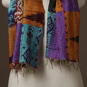 Patchwork reversible silk bengal hand kantha stitch stole