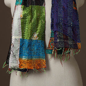 Patchwork reversible silk bengal hand kantha stitch stole