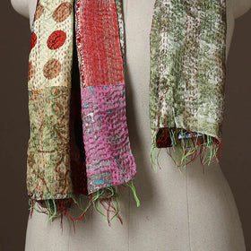 Patchwork reversible silk bengal hand kantha stitch stole