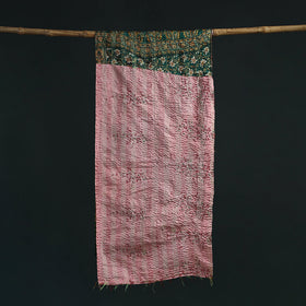 Patchwork reversible silk bengal hand kantha stitch stole
