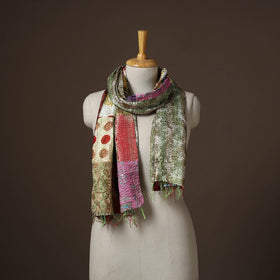 Patchwork reversible silk bengal hand kantha stitch stole