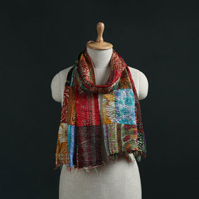 Patchwork reversible silk bengal hand kantha stitch stole