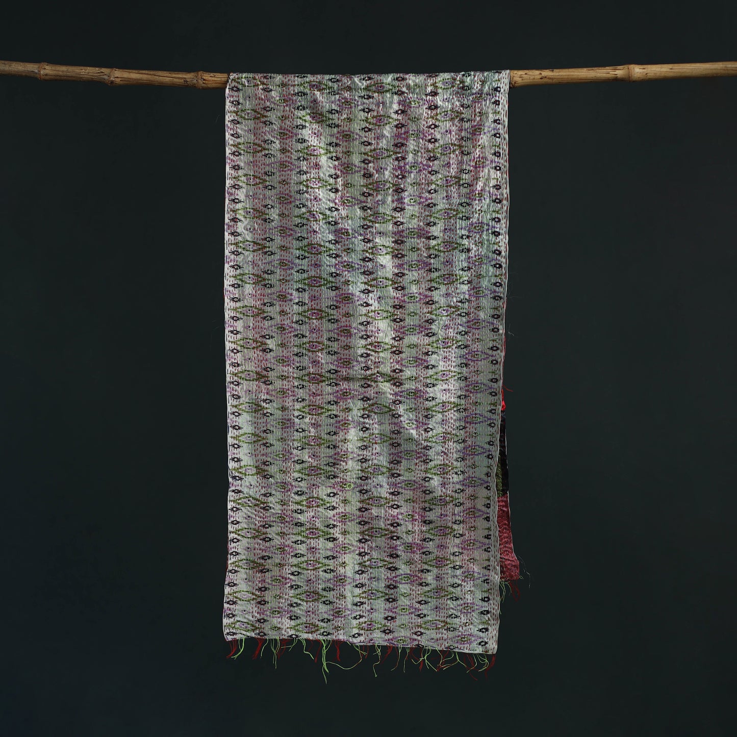 Patchwork reversible silk bengal hand kantha stitch stole