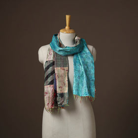 Patchwork reversible silk bengal hand kantha stitch stole