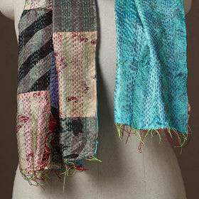 Patchwork reversible silk bengal hand kantha stitch stole