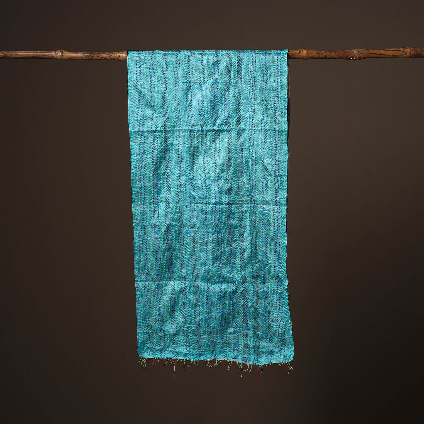 Patchwork reversible silk bengal hand kantha stitch stole