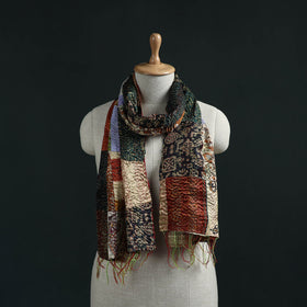 Patchwork reversible silk bengal hand kantha stitch stole