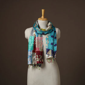 Patchwork reversible silk bengal hand kantha stitch stole