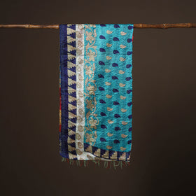 Patchwork reversible silk bengal hand kantha stitch stole