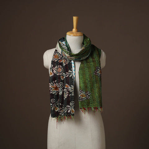 Patchwork reversible silk bengal hand kantha stitch stole