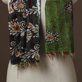 Patchwork reversible silk bengal hand kantha stitch stole