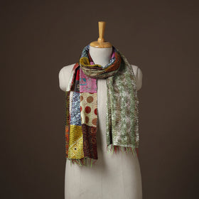 Patchwork reversible silk bengal hand kantha stitch stole