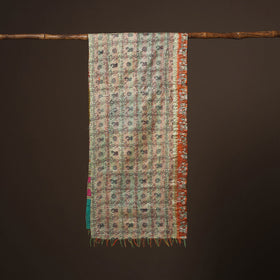 Patchwork reversible silk bengal hand kantha stitch stole