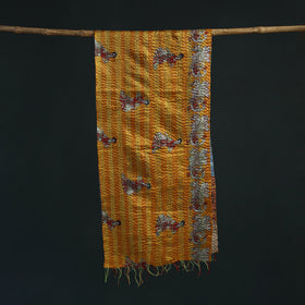 Patchwork reversible silk bengal hand kantha stitch stole