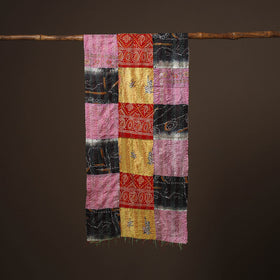 Patchwork reversible silk bengal hand kantha stitch stole