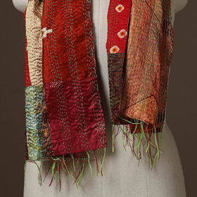 Patchwork reversible silk bengal hand kantha stitch stole