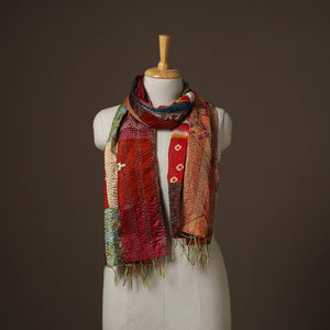 Patchwork reversible silk bengal hand kantha stitch stole