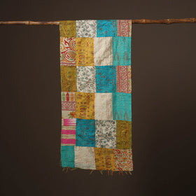 Patchwork reversible silk bengal hand kantha stitch stole