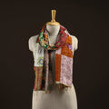 Patchwork reversible silk bengal hand kantha stitch stole