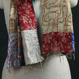 Patchwork reversible silk bengal hand kantha stitch stole