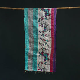 Patchwork reversible silk bengal hand kantha stitch stole