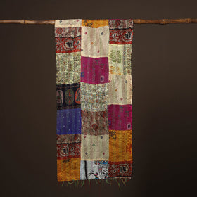 Patchwork reversible silk bengal hand kantha stitch stole