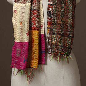 Patchwork reversible silk bengal hand kantha stitch stole