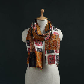 Patchwork reversible silk bengal hand kantha stitch stole