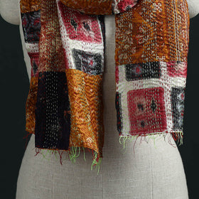 Patchwork reversible silk bengal hand kantha stitch stole