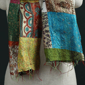 Patchwork reversible silk bengal hand kantha stitch stole