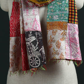 Patchwork reversible silk bengal hand kantha stitch stole