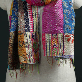 Patchwork reversible silk bengal hand kantha stitch stole