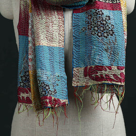 Patchwork reversible silk bengal hand kantha stitch stole
