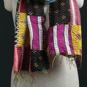 Patchwork reversible silk bengal hand kantha stitch stole