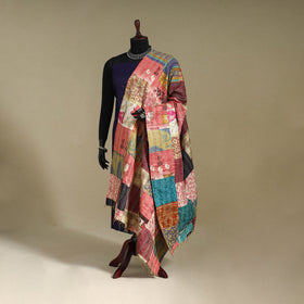 Patchwork reversible silk bengal kantha work dupatta 113
