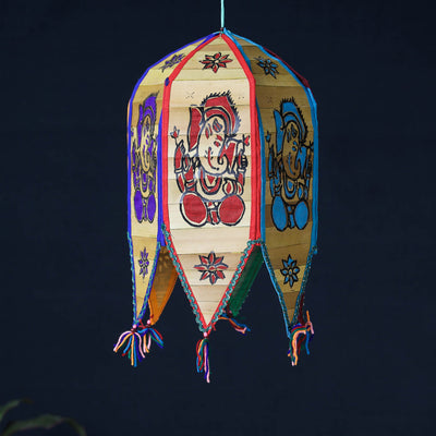  Pattachitra Handpainted Palm Leaf Lampshade 
