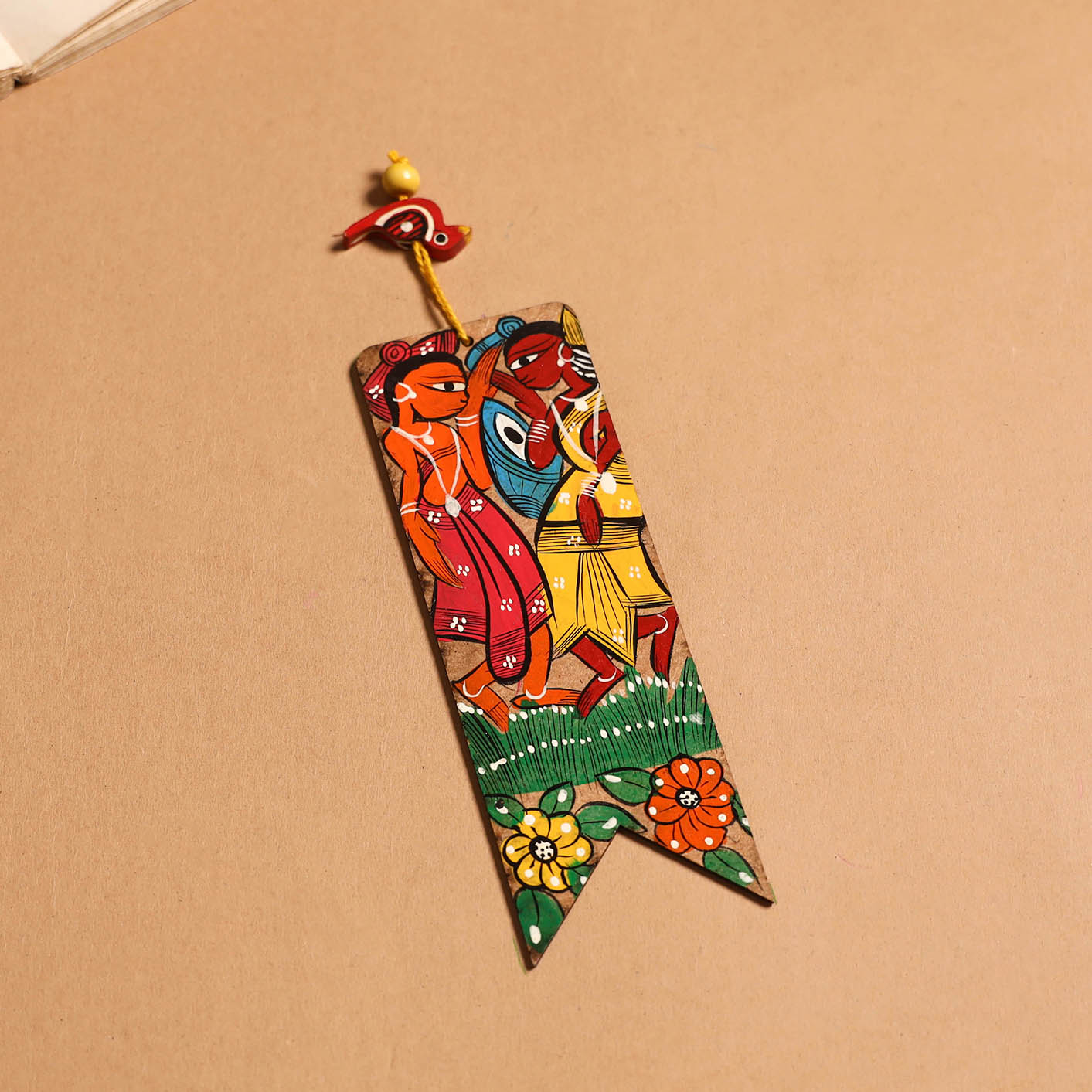 Patua handpainted wooden bookmark 02 - handcrafted