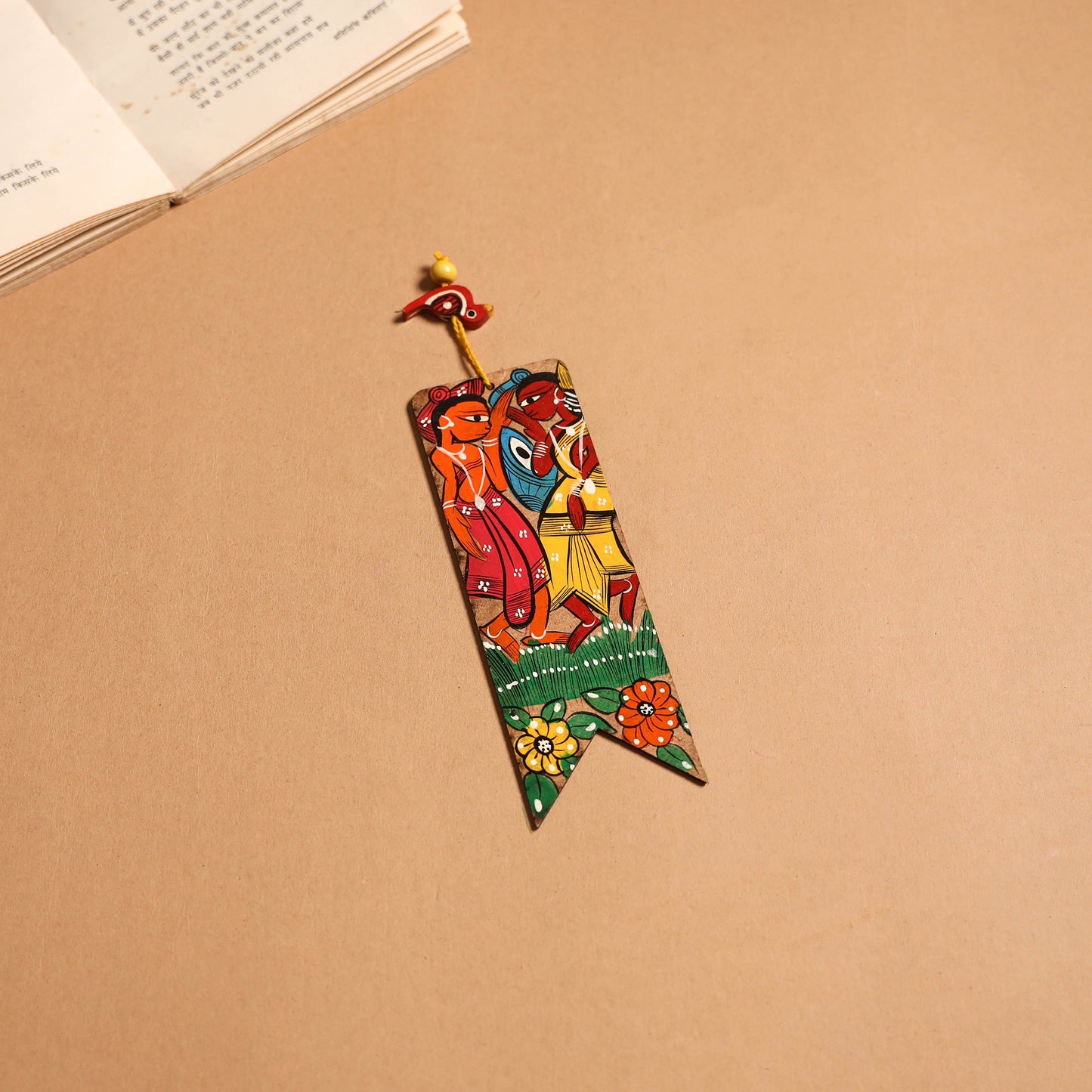 Patua handpainted wooden bookmark 02 - handcrafted