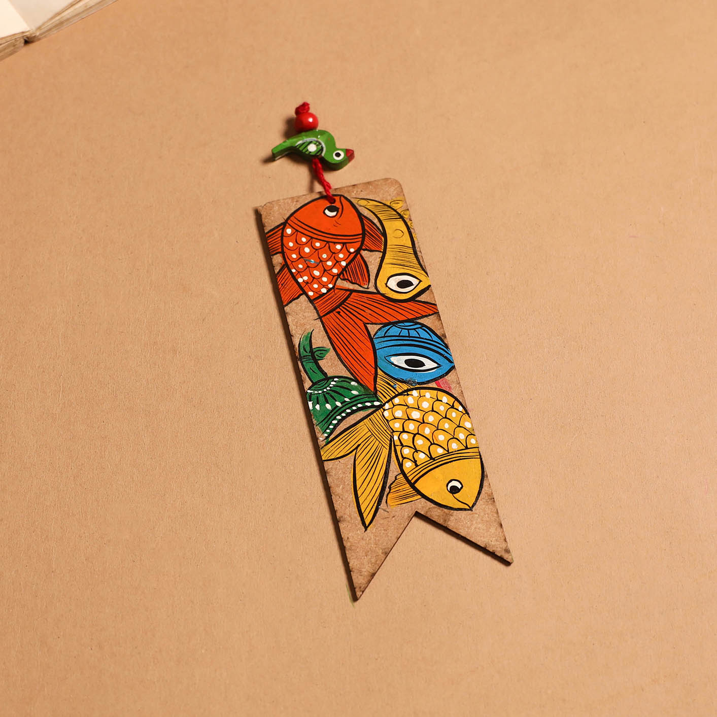 Patua handpainted wooden bookmark 09 - handcrafted