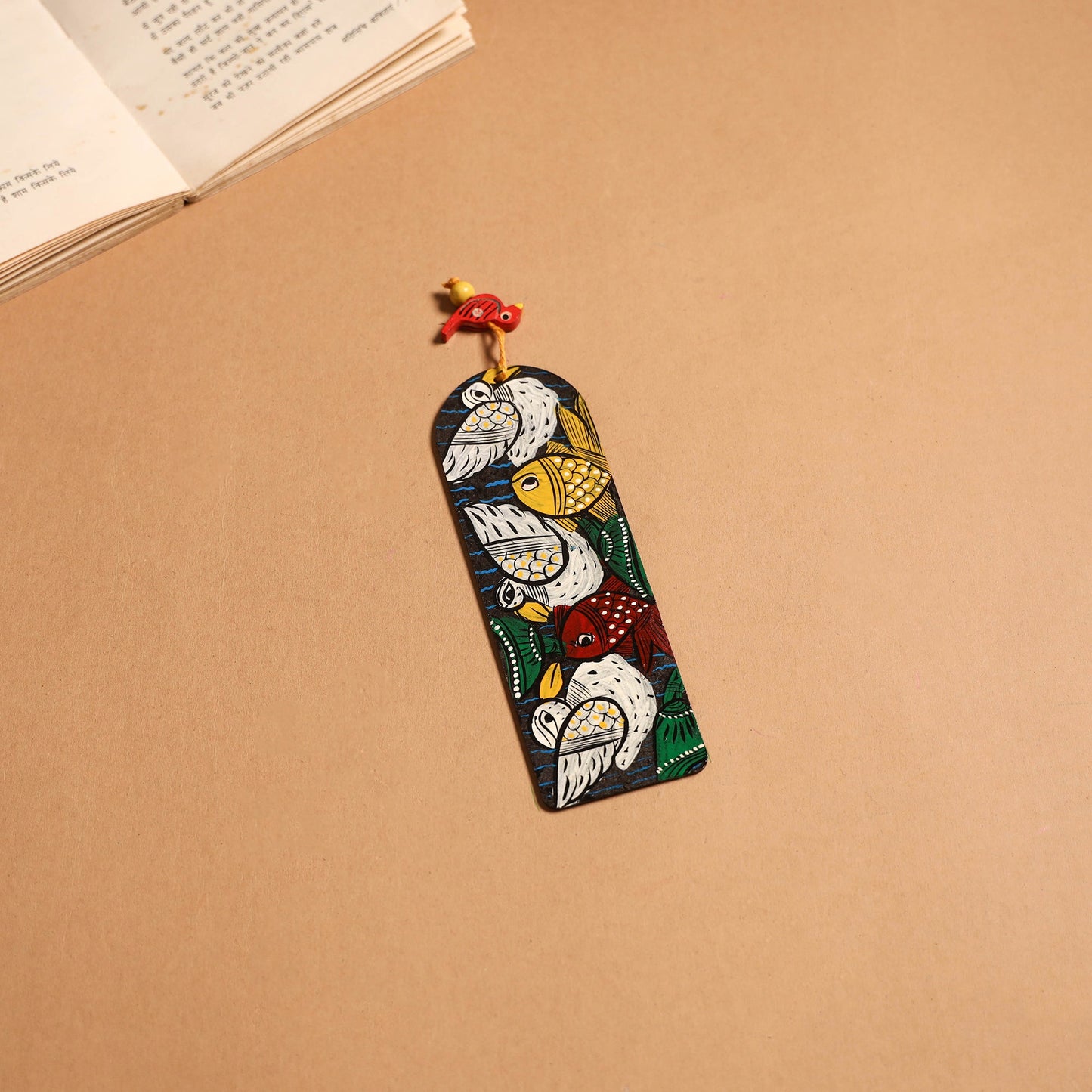 Patua handpainted wooden bookmark 14 - handcrafted