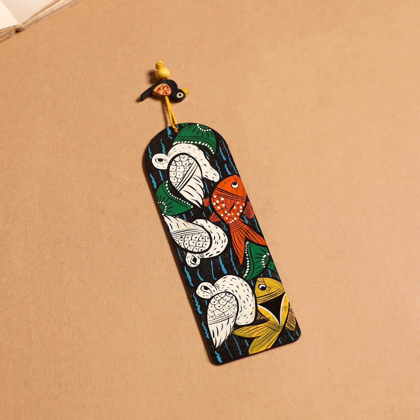 Patua handpainted wooden bookmark 15 - handcrafted