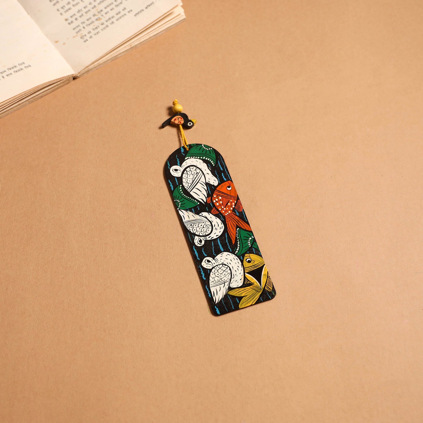 Patua handpainted wooden bookmark 15 - handcrafted