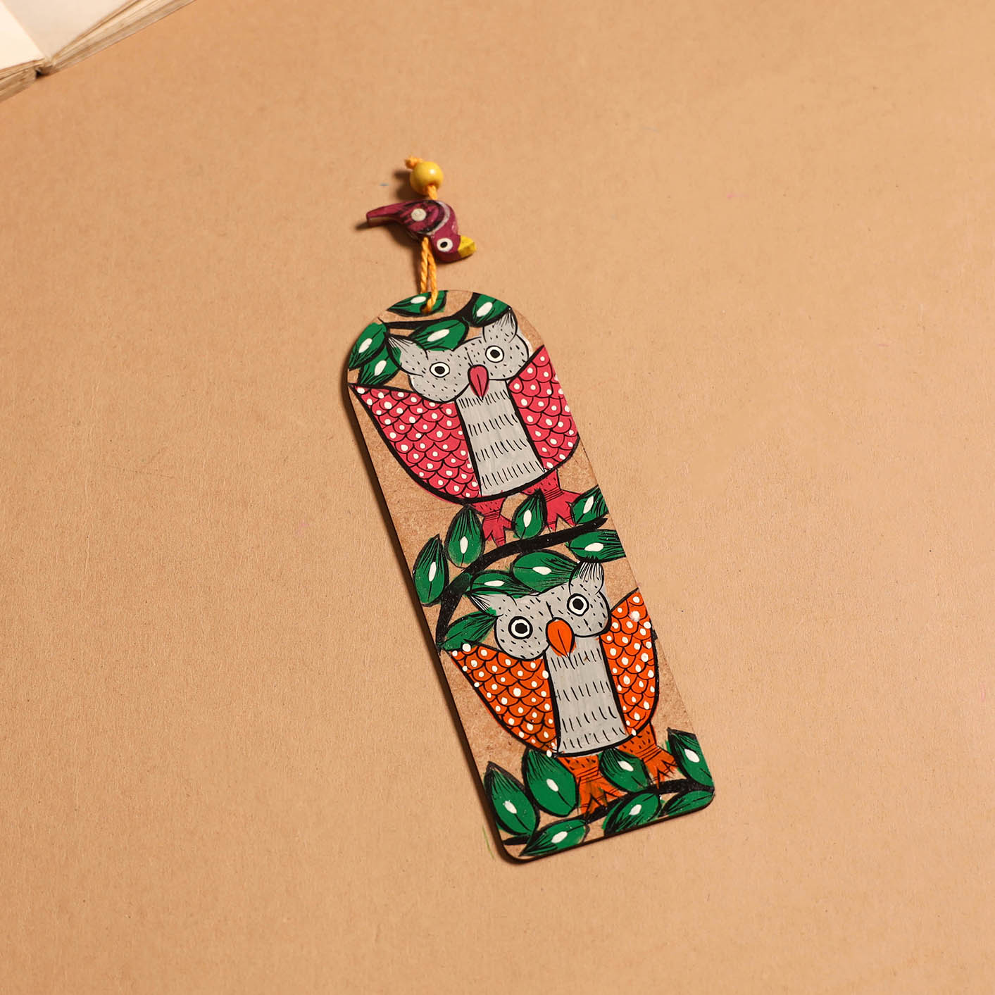 Patua handpainted wooden bookmark 16 - handcrafted